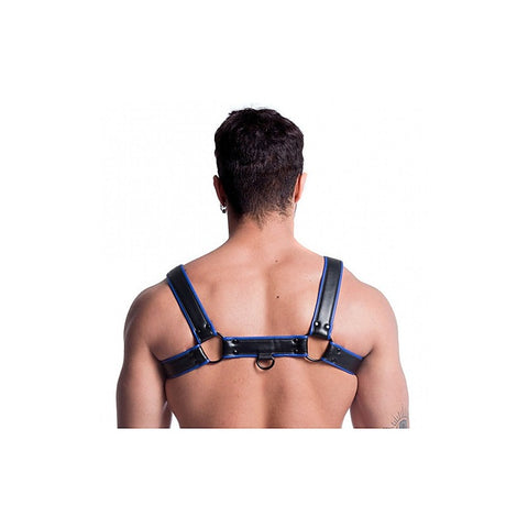 Sport Fucker Vegan Bulldog Bondage Harness Black and Blue - Cuffs And Restraints