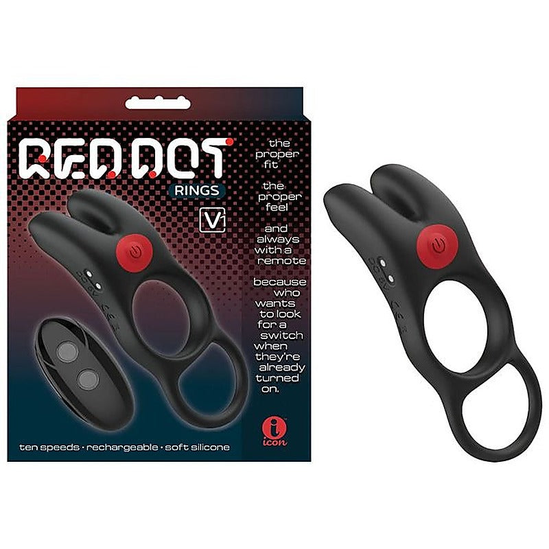 Red Dot V1 Vibrating Cock Ring with Remote by Icon Brands - Vibrating Cock Rings