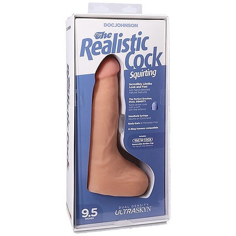 9.5 Inch Ultraskyn Squirting Cock With Balls by Doc Johnson - Realistic Dildos