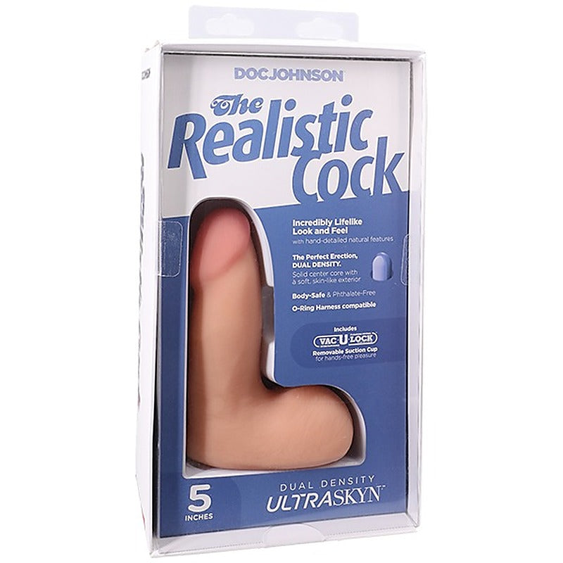 Vac-U-Lock Suction Cup 5 Inch Realistic Cock With Balls - Realistic Dildos