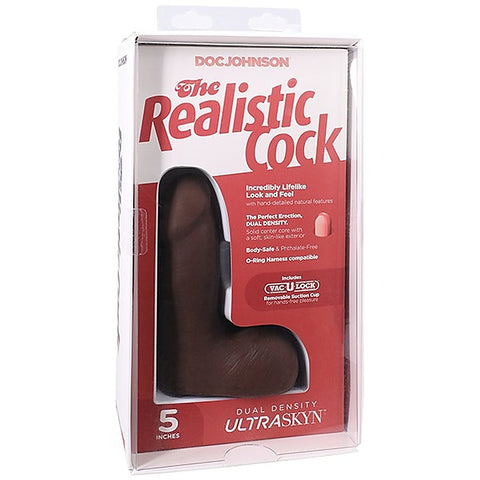 Vac-U-Lock Suction Cup 5 Inch Realistic Cock With Balls - Realistic Dildos