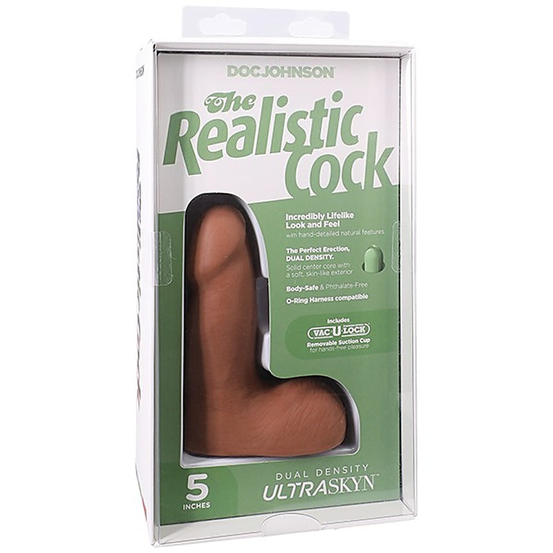 Vac-U-Lock Suction Cup 5 Inch Realistic Cock With Balls - Realistic Dildos