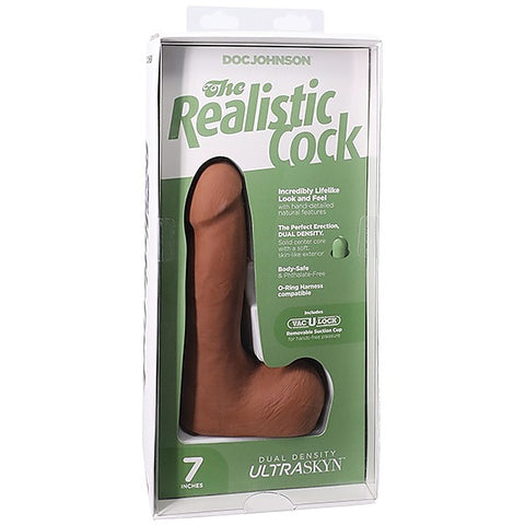 Vac-U-Lock Suction Cup 7 Inch Realistic Cock With Balls - Realistic Dildos