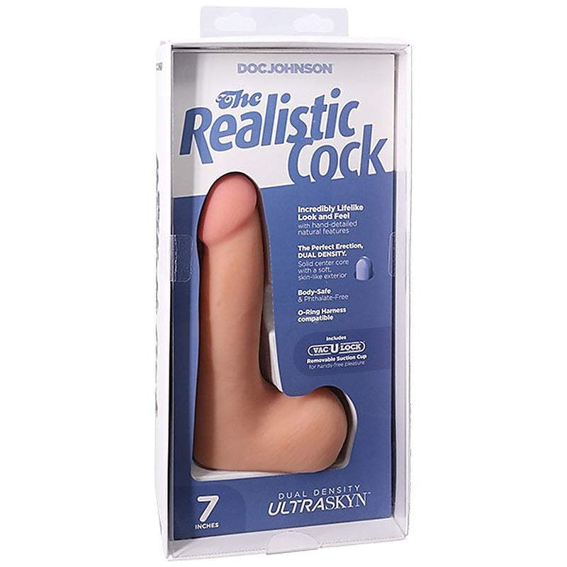 Vac-U-Lock Suction Cup 7 Inch Realistic Cock With Balls - Realistic Dildos