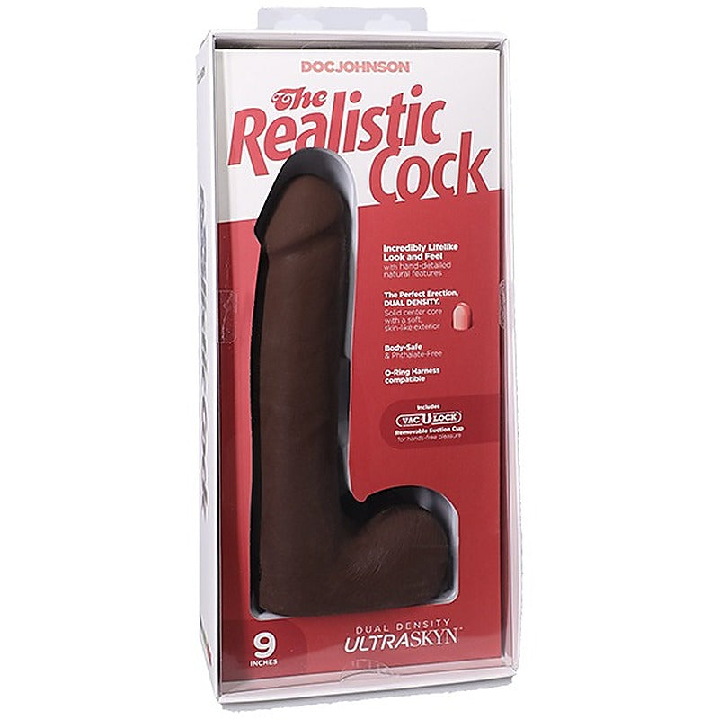 Vac-U-Lock Suction Cup 9 Inch Realistic Cock With Balls - Realistic Dildos