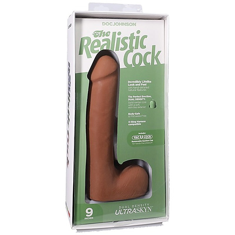 Vac-U-Lock Suction Cup 9 Inch Realistic Cock With Balls - Realistic Dildos