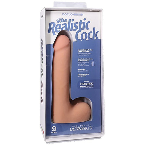 Vac-U-Lock Suction Cup 9 Inch Realistic Cock With Balls - Realistic Dildos