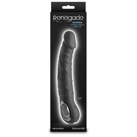 Renegade Rimmer Vibrating Dong With Handle Black - Vibrating Dildos