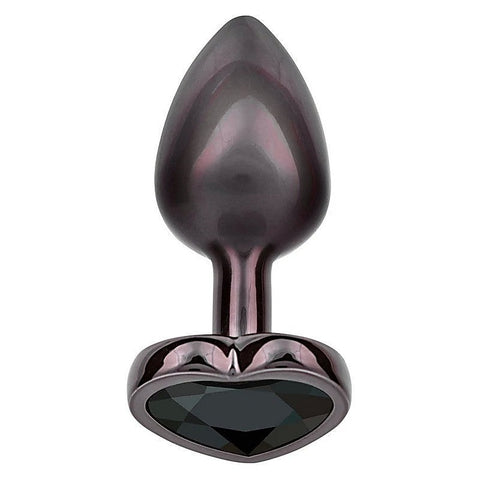 Jewel Black Diamond Heart Shape Anal Plug - Butt Plugs