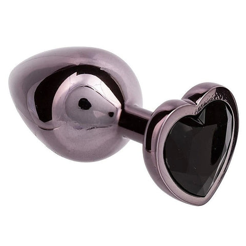 Jewel Black Diamond Heart Shape Anal Plug - Butt Plugs