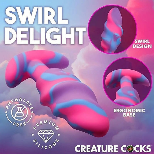 Creature Cocks Unicorn Swirl Silicone Butt Plug - Butt Plugs