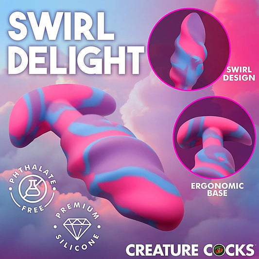 Unicorn Swirl Silicone Butt Plug by XR Brands - Butt Plugs