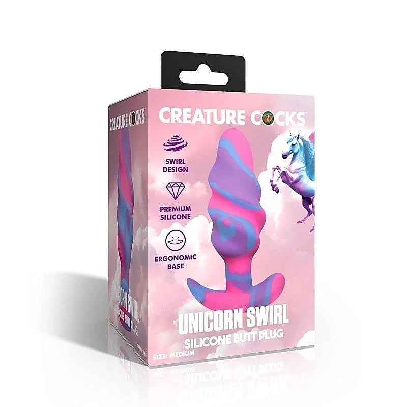 Creature Cocks Unicorn Swirl Silicone Butt Plug - Butt Plugs