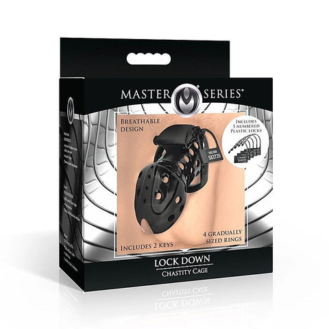 Master Series Lock Down Male Chastity Cage by XR Brands - Male Chastity