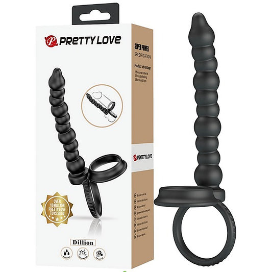 Pretty Love Dillion Anal Beads With Cock Ring Black - Anal Beads and Balls