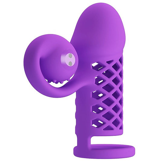 Pretty Love Rechargeable Harden Cock Sleeve Purple - Penis Sleeves and Extenders