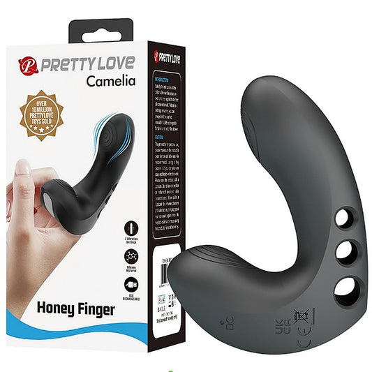 Pretty Love Camelia Honey Finger Adult Massager Black - Finger and Tongue Vibrators