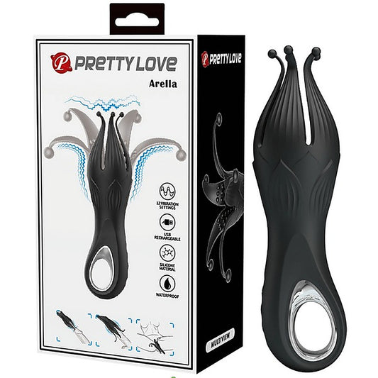 Pretty Love Arella Rechargeable Clitoral Massager Black - Clit Ticklers and Pulsators