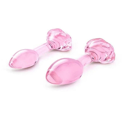 b-Vibe Pink Roses Glass Anal Plug Training Set - Butt Plugs