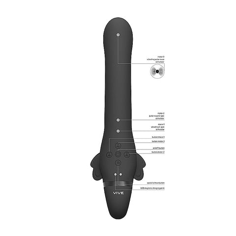 Vive Satu Vibrating Strapless Strap-On by Shots Toys - Strap On Sextoys