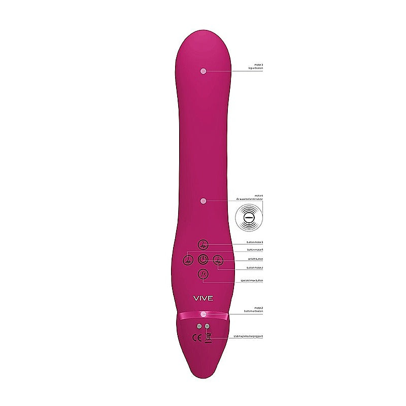 Vive Ai Dual Vibrating & Air Wave Tickler Strapless Strap On - Strap On Sextoys