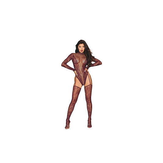 Dreamgirl Womens Teddy Body Stocking Burgundy OS - Body Stockings