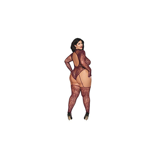 Dreamgirl Womens Teddy Body Stocking Burgundy OS - Body Stockings