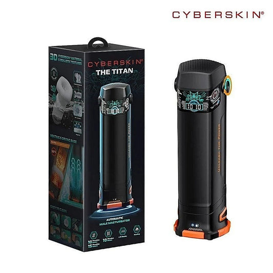 CyberSkin The Titan Thrusting & Vibrating Masturbator Black - Masturbators and Strokers