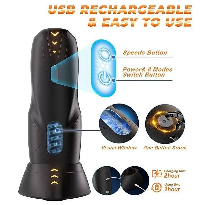 CyberSkin The Galaxy Voy Thrusting & Rotating Male Stroker - Masturbators and Strokers