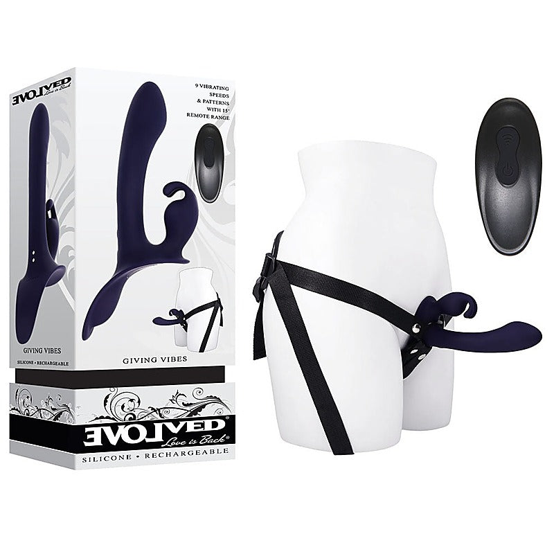 Giving Vibes Rechargeable Vibrating Strap-On by Evolved - Strap On Sextoys