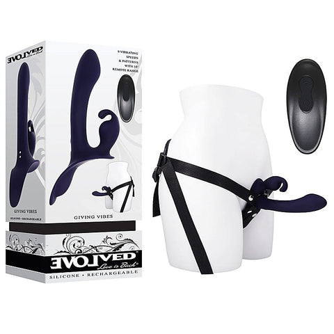 Giving Vibes Rechargeable Vibrating Strap-On by Evolved - Strap On Sextoys