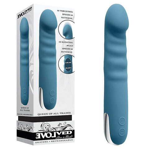 QUEEN OF ALL TRADES Thrusting Dildo Vibrator by Evolved - Vibrating Dildos