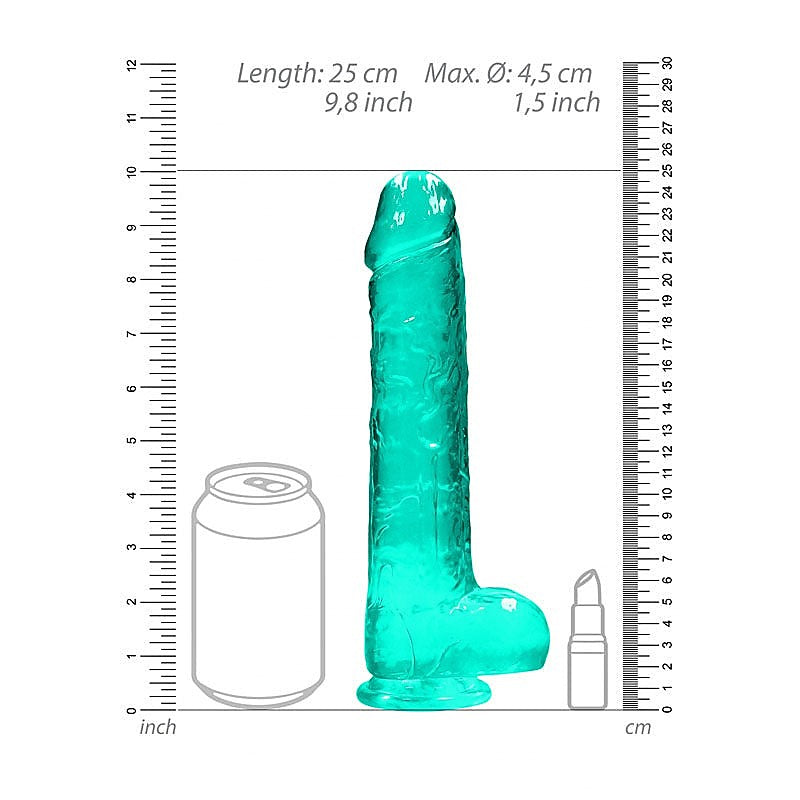 REALROCK 9 Inch Realistic Dildo With Balls Turquoise - Realistic Dildos