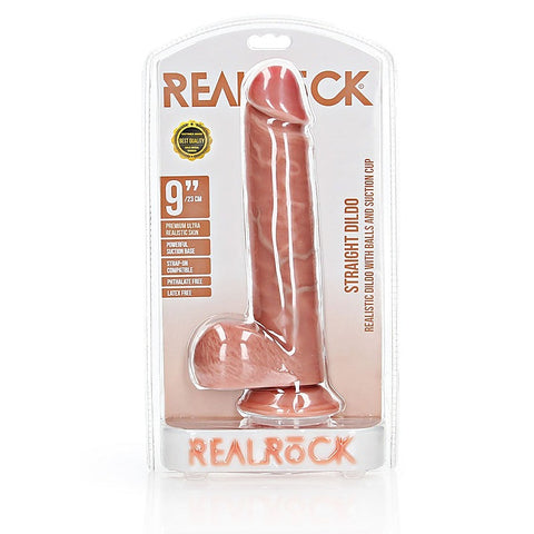 REALROCK 23 cm Straight Realistic Dildo with Balls - Realistic Dildos