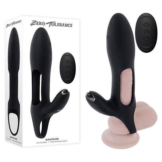Zero Tolerance NAUTILUS Vibrating Penis Extender Sleeve Black - Penis Sleeves and Extenders