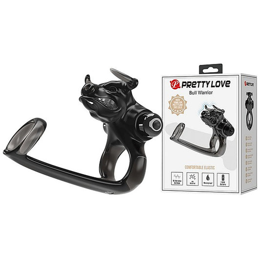 Pretty Love Bull Warrior Innovative Cock Ring Black - Stretchy Cock Rings