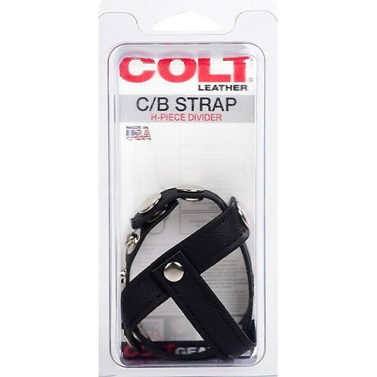Colt Leather Cock and Ball Strap H-Piece Divider - Stretchy Cock Rings