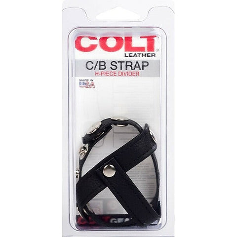 Colt Leather Cock and Ball Strap H-Piece Divider - Stretchy Cock Rings