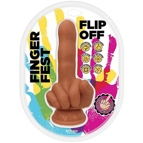 Flip Off Finger Shaped Suction Cup Dildo by Hott Products - Realistic Dildos