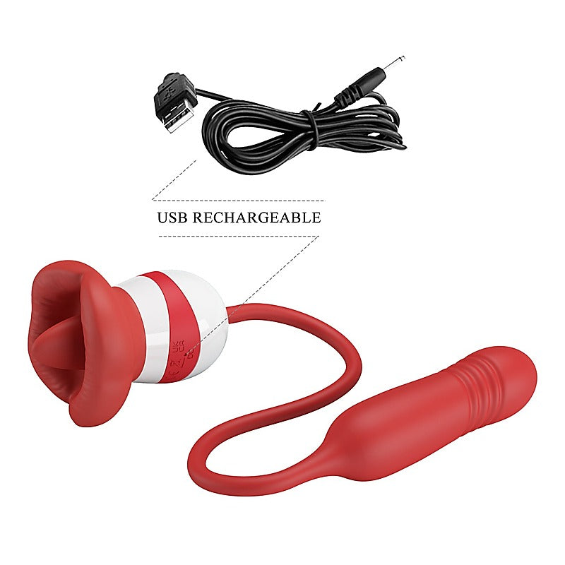 Pretty Love Ashlynn Rechargeable Clitoral Vibrator Red/White - Clit Ticklers and Pulsators