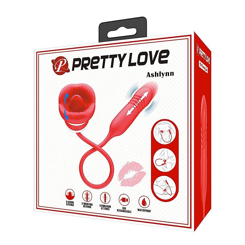 Pretty Love Ashlynn Rechargeable Clitoral Vibrator Red/White - Clit Ticklers and Pulsators