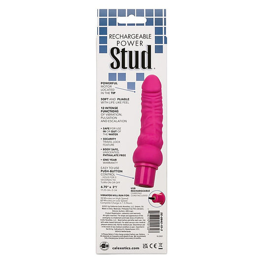 CalExotics Rechargeable Power Stud Curvy Dildo Pink - Vibrating Dildos
