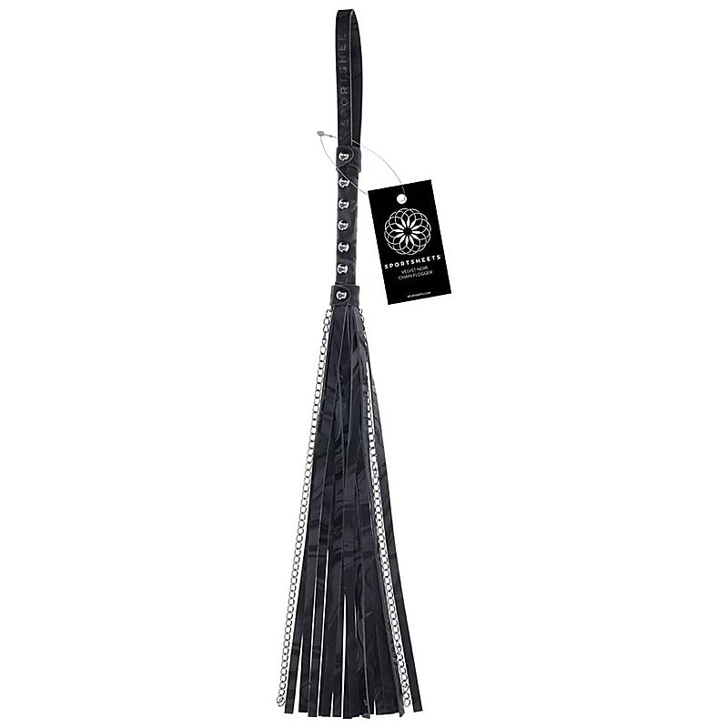 Velvet Noir Chain BDSM Play Flogger by Sportsheets - Whips And Crops