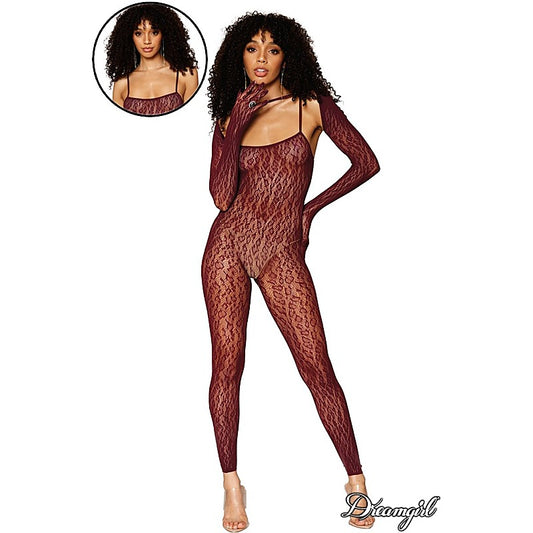 Dream Girl Womens Catsuit Bodystocking & Shrug Burgundy - Body Stockings