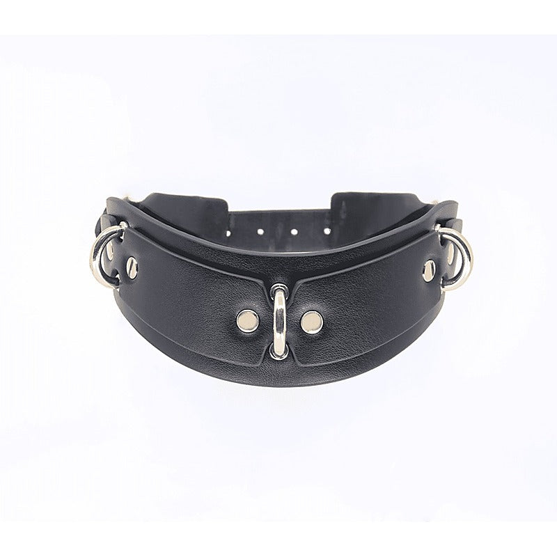 Love In Leather Posture BDSM Collar With Rings - Collars and Leads