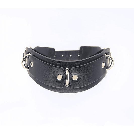 Love In Leather Posture BDSM Collar With Rings - Collars and Leads
