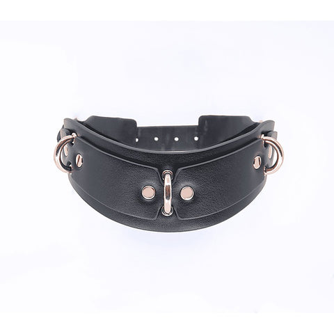 Love In Leather Posture BDSM Collar With Rings - Collars and Leads