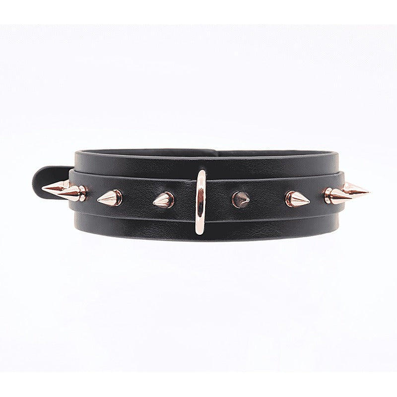 Spiked Faux Leather Bondage Collar by Love In Leather - Collars and Leads
