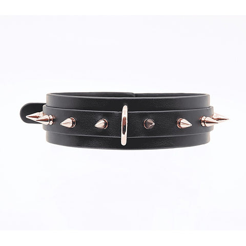 Spiked Faux Leather Bondage Collar by Love In Leather - Collars and Leads