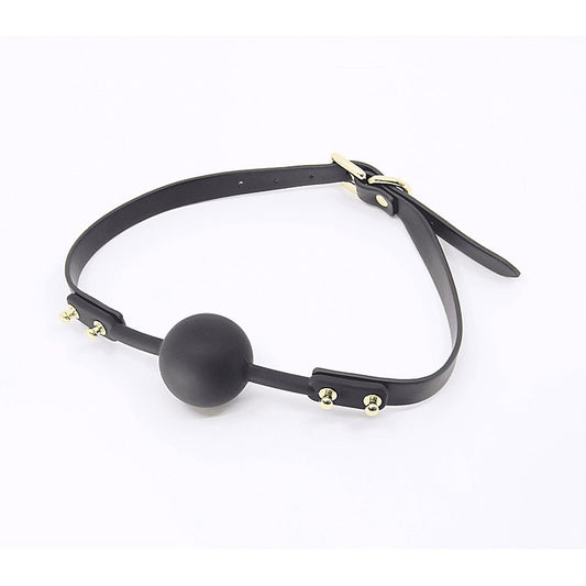 Love In Leather Studded Gag With Silicone Ball - Bondage Gags and Bits